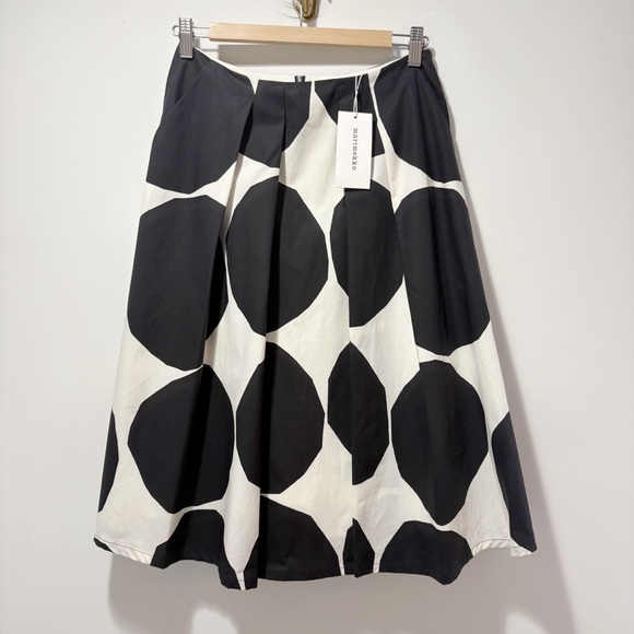 Marimekko Polkadot Full A Line Skirt Size 34 Size Small 4 Pockets Kiveys Poplin - Picture 1 of 16